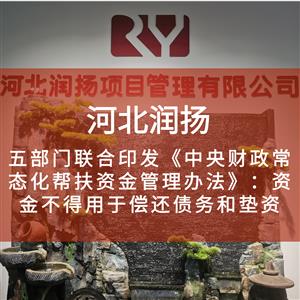 五部门联合印发《中央财政常态化帮扶资金管理办法》：资金不得用于偿还债务和垫资